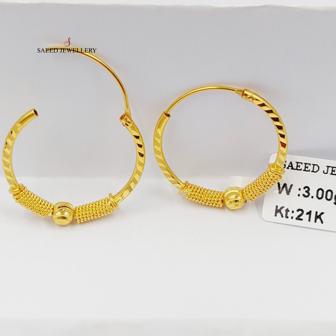 21K حلق ذبلة-مجوهرات الشيخ سعيد-Saeed Jewelry 