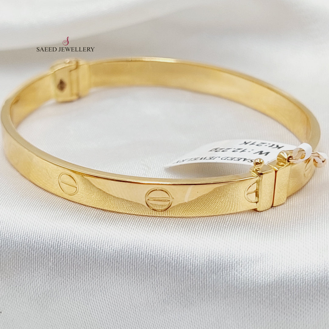 (6mm) Figaro Bangle Bracelet  Made of 21K Yellow Gold by Saeed Jewelry-31128