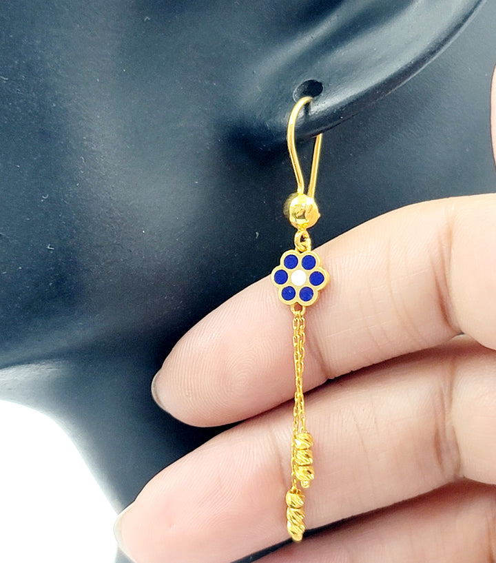 21K حلق وردة مينا-مجوهرات الشيخ سعيد-Saeed Jewelry 