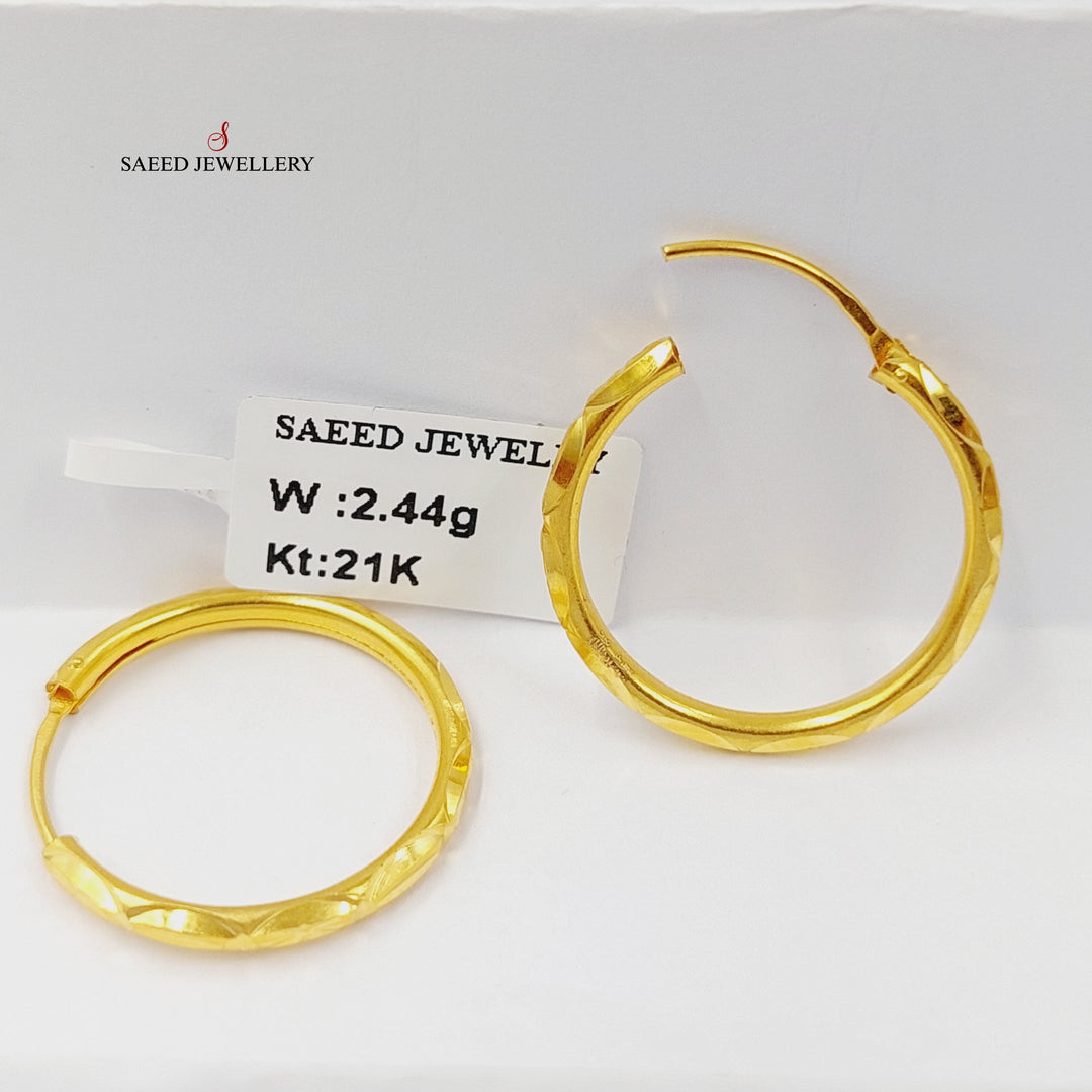 21K حلق ذبلة-مجوهرات الشيخ سعيد-Saeed Jewelry 