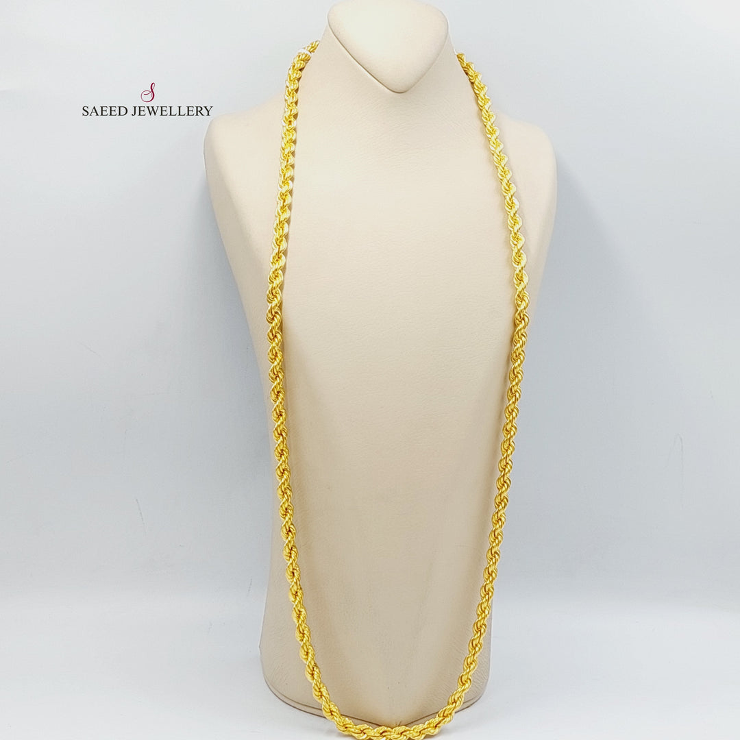 (8mm) Rope Chain Necklace Made of 21K Yellow Gold by Saeed Jewelry-30816