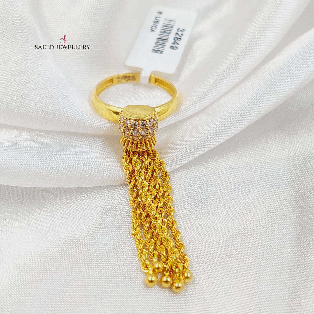 21K خاتم جدل مرصع-مجوهرات الشيخ سعيد-Saeed Jewelry 