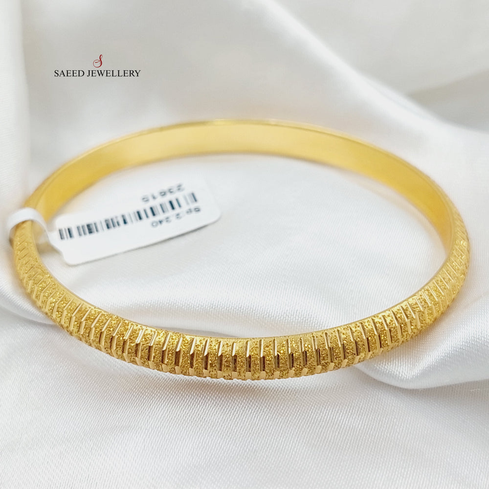 Bold Laser Bangle Made Of 21K Yellow Gold by Saeed Jewelry-28205