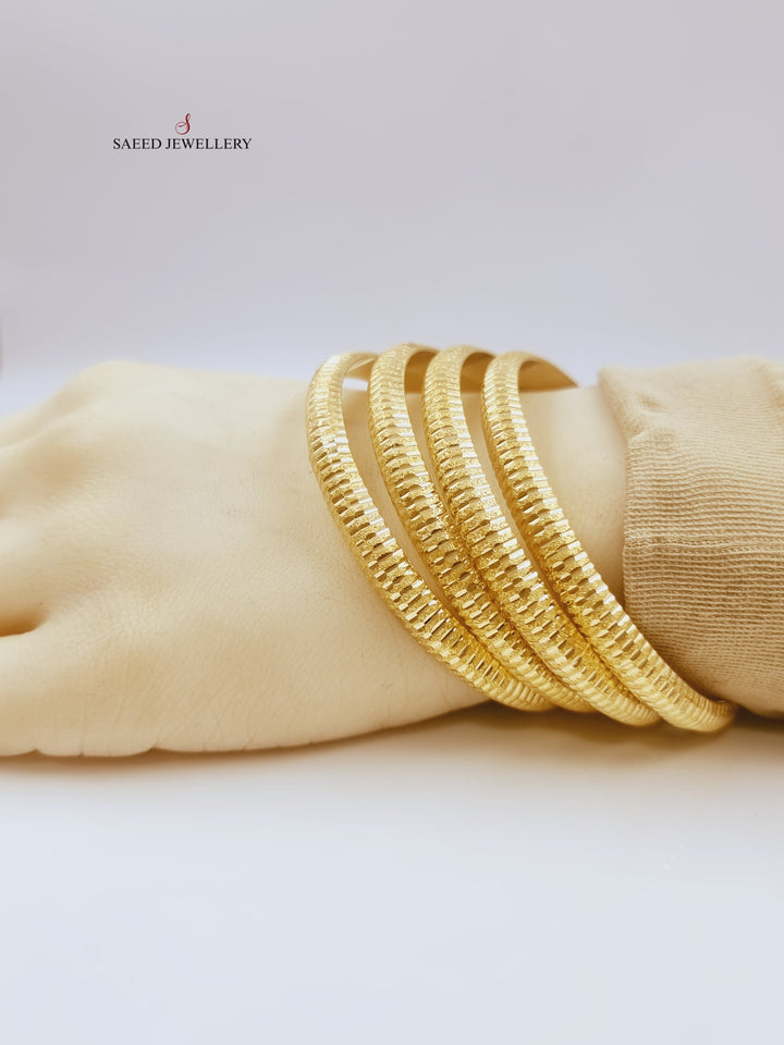 Bold Laser Bangle Made Of 21K Yellow Gold by Saeed Jewelry-28205