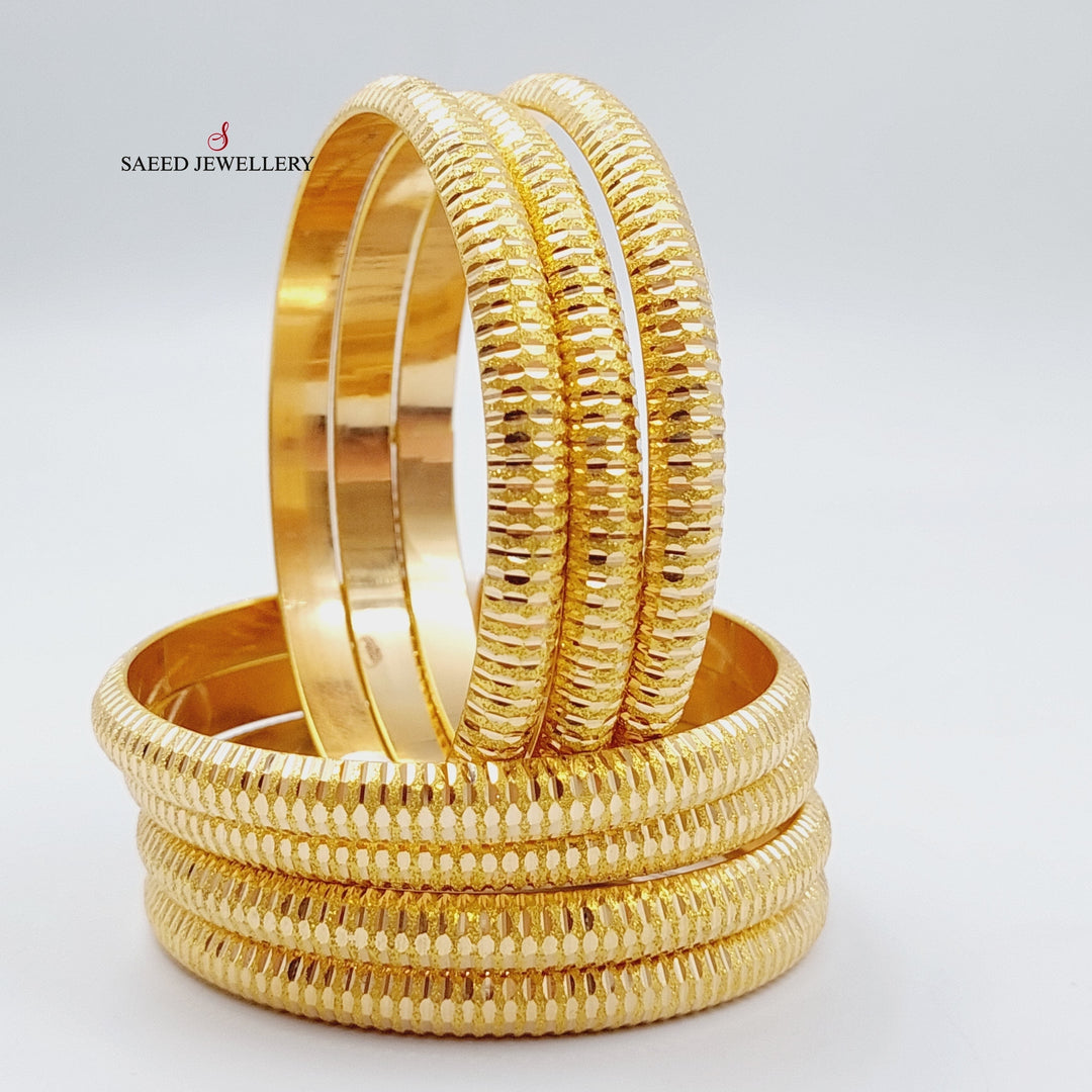 Bold Laser Bangle Made Of 21K Yellow Gold by Saeed Jewelry-28205
