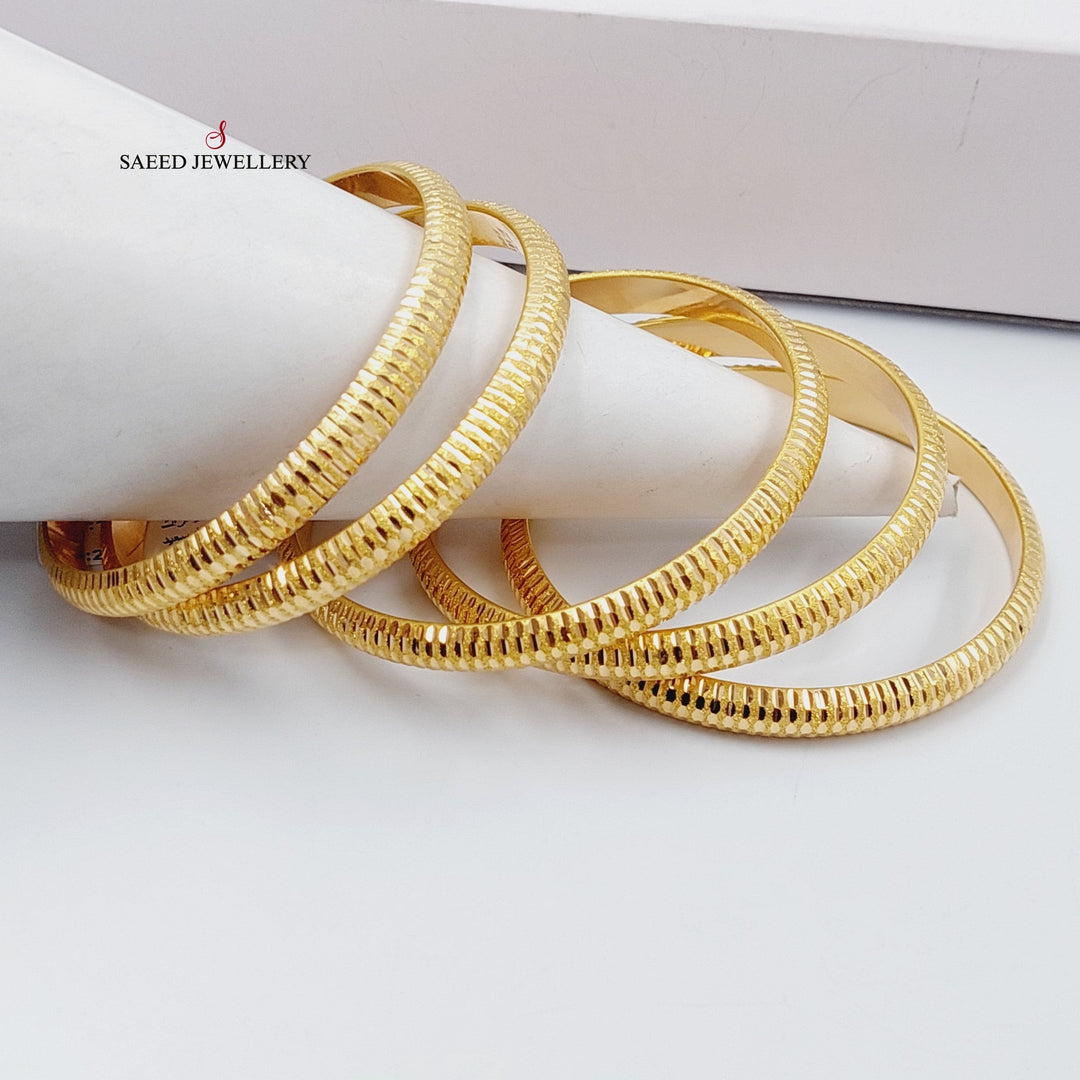 Bold Laser Bangle Made Of 21K Yellow Gold by Saeed Jewelry-28205
