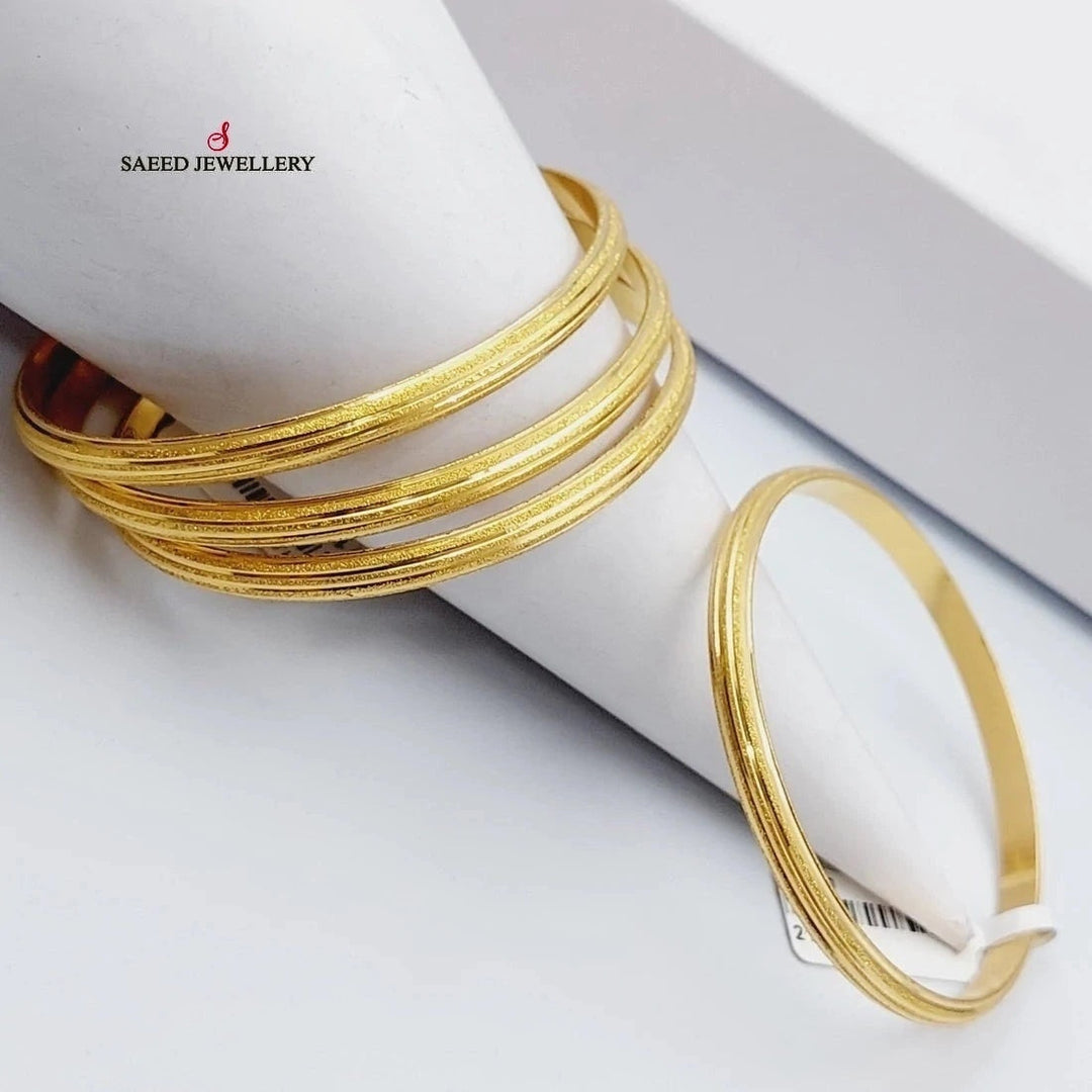 Bold Laser Bangle Made Of 21K Yellow Gold by Saeed Jewelry-28217
