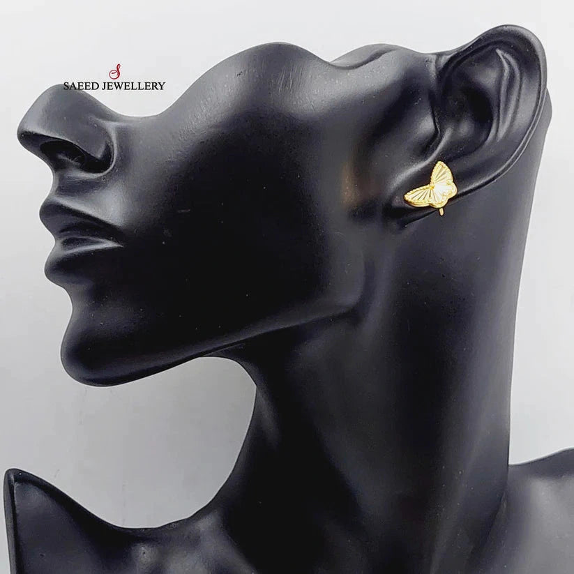 Butterfly Screw Earrings  Made Of 18K Yellow Gold by Saeed Jewelry-28841