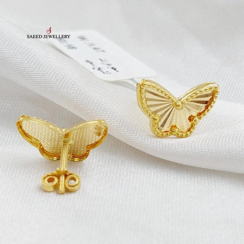 Butterfly Screw Earrings  Made Of 18K Yellow Gold by Saeed Jewelry-28841