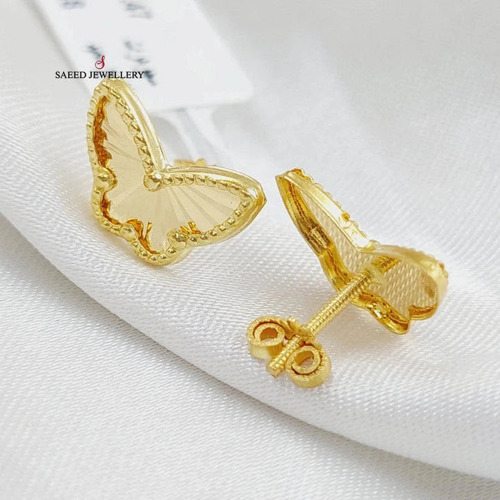 Butterfly Screw Earrings  Made Of 18K Yellow Gold by Saeed Jewelry-28841