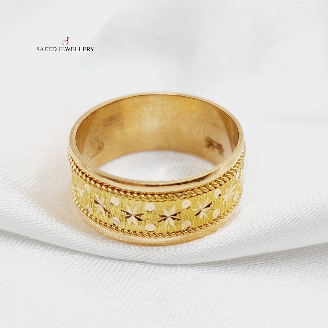 CNC Engraved Wedding Ring  Made Of 21K Yellow Gold by Saeed Jewelry-29573
