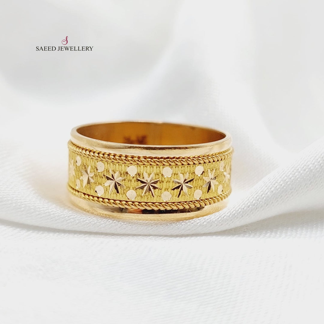 CNC Engraved Wedding Ring  Made Of 21K Yellow Gold by Saeed Jewelry-29573