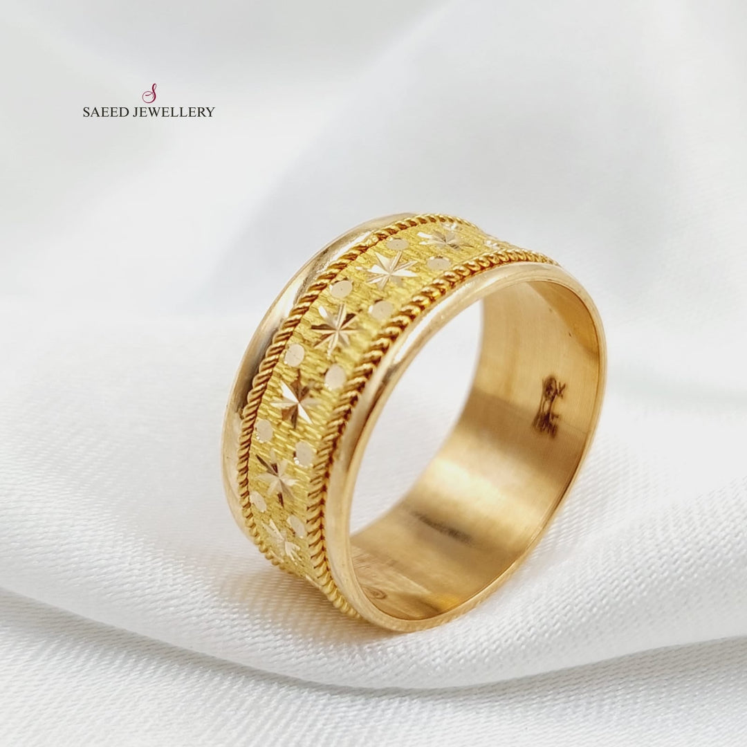 CNC Engraved Wedding Ring  Made Of 21K Yellow Gold by Saeed Jewelry-29573