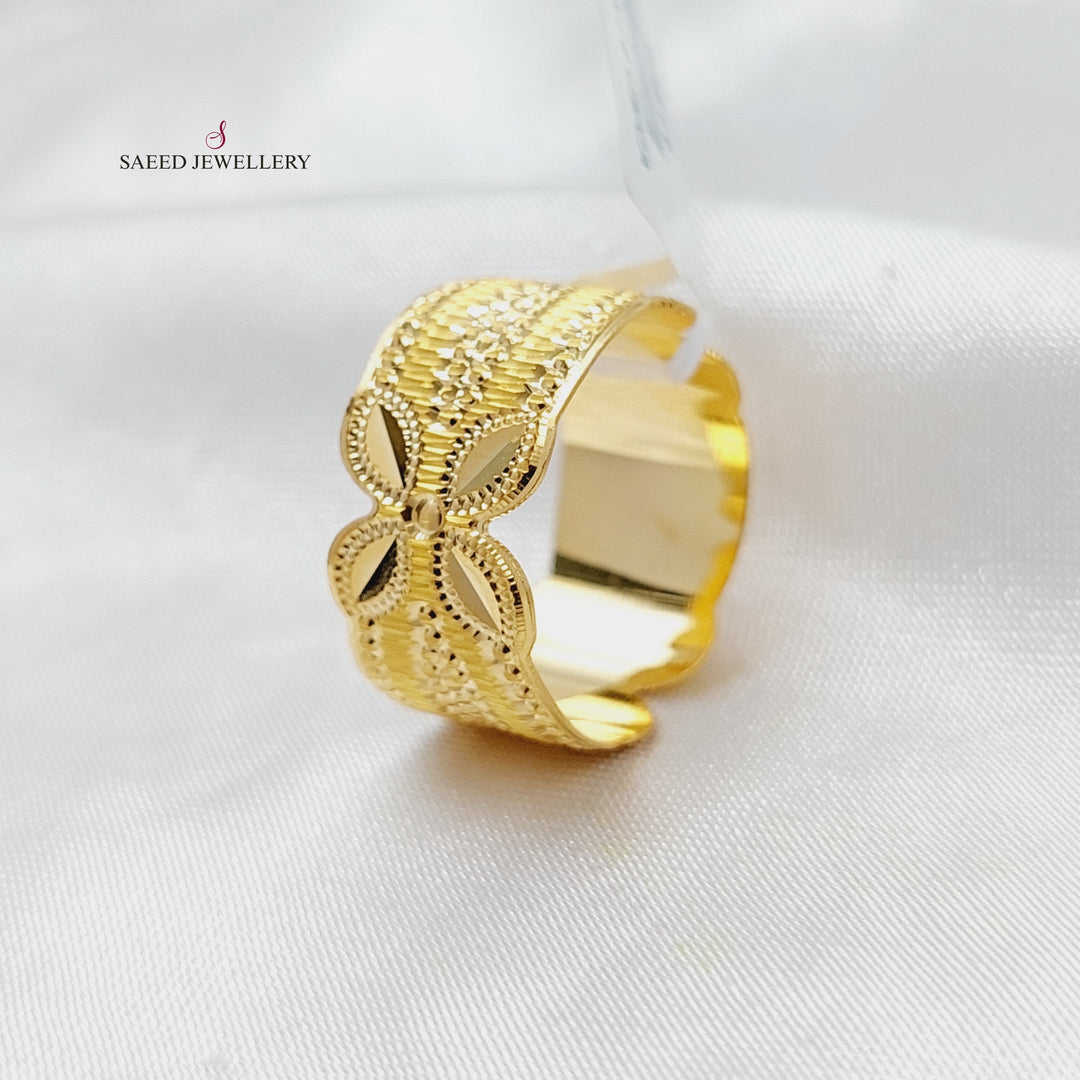 CNC Rose Wedding Ring  Made Of 21K Yellow Gold by Saeed Jewelry-30608