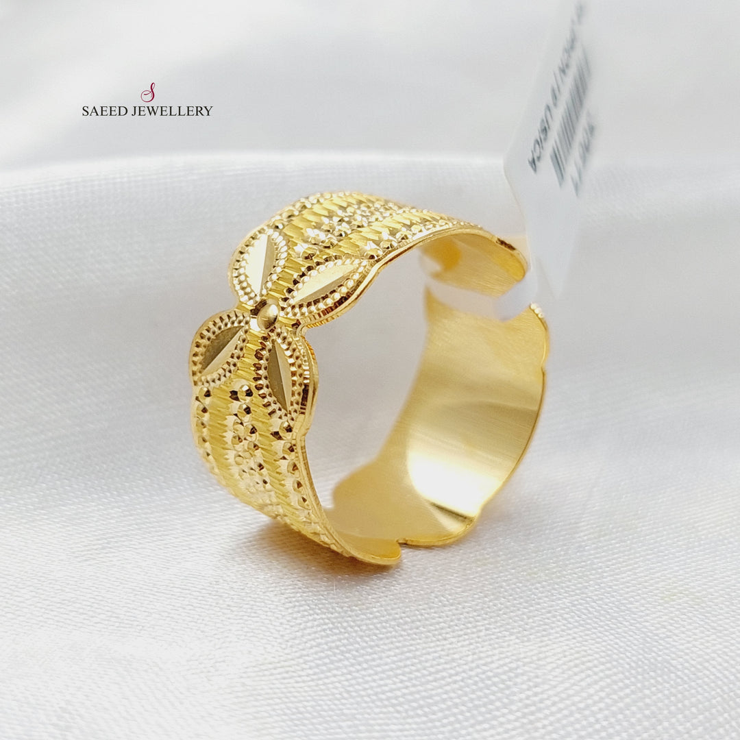 CNC Rose Wedding Ring  Made Of 21K Yellow Gold by Saeed Jewelry-30608