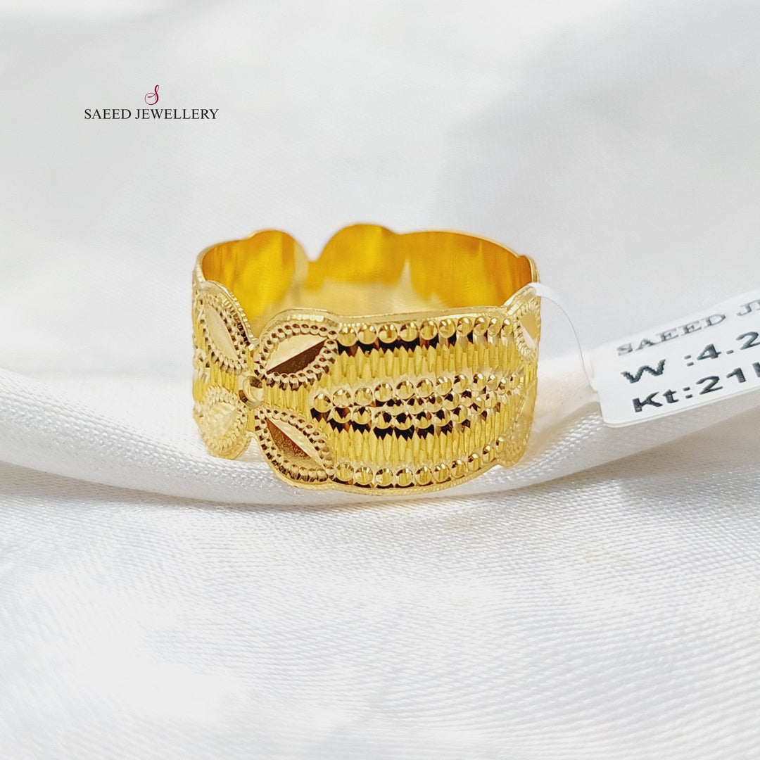 CNC Rose Wedding Ring  Made Of 21K Yellow Gold by Saeed Jewelry-30608