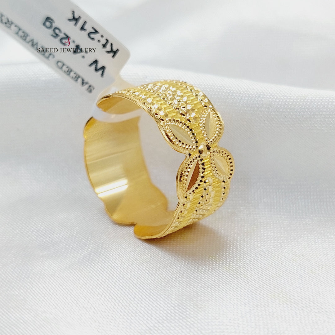 CNC Rose Wedding Ring  Made Of 21K Yellow Gold by Saeed Jewelry-30608