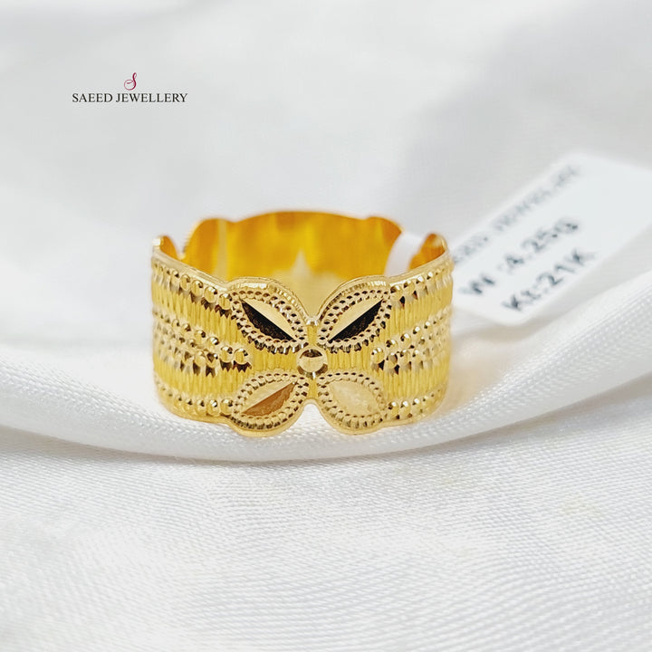 CNC Rose Wedding Ring  Made Of 21K Yellow Gold by Saeed Jewelry-30608