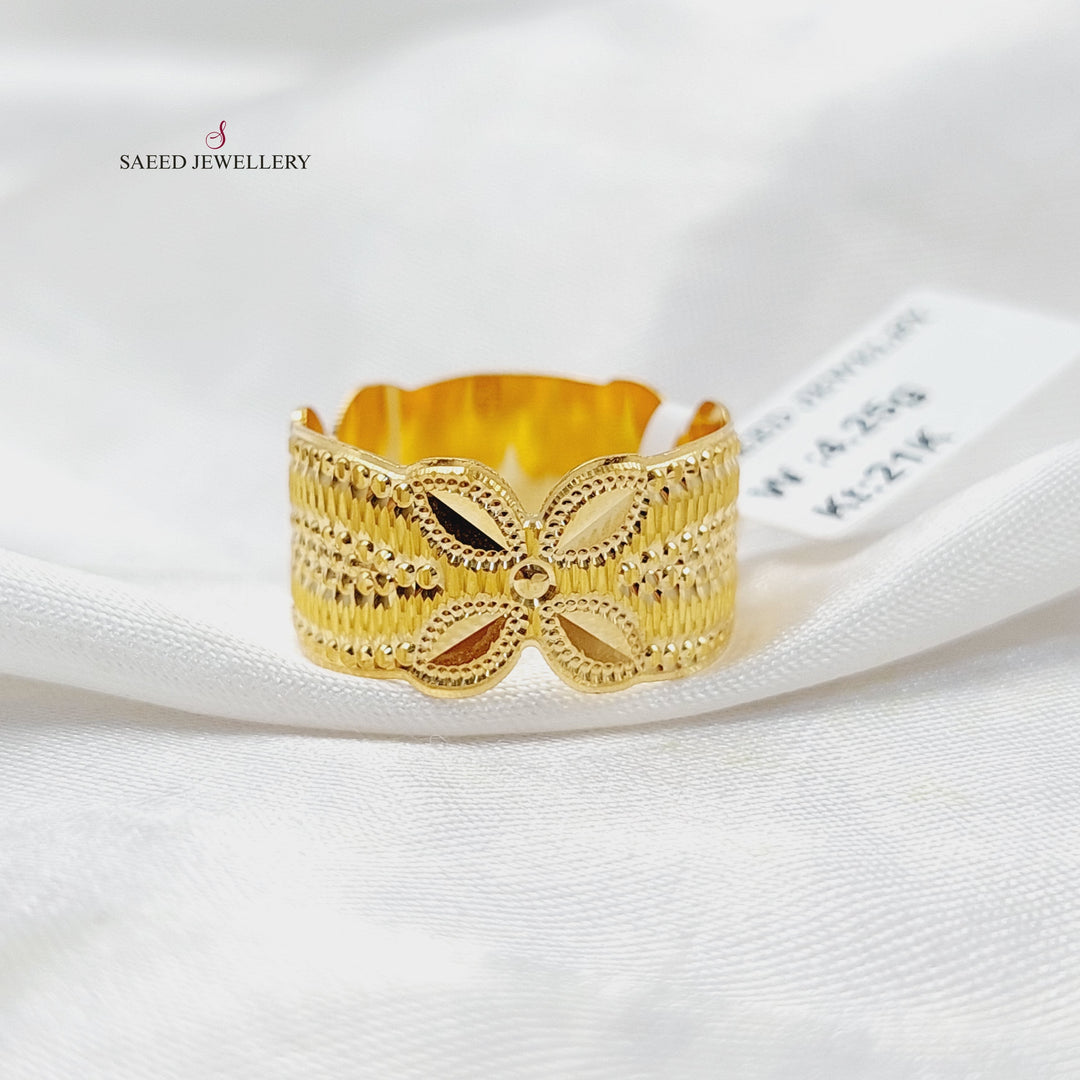 CNC Rose Wedding Ring  Made Of 21K Yellow Gold by Saeed Jewelry-30608