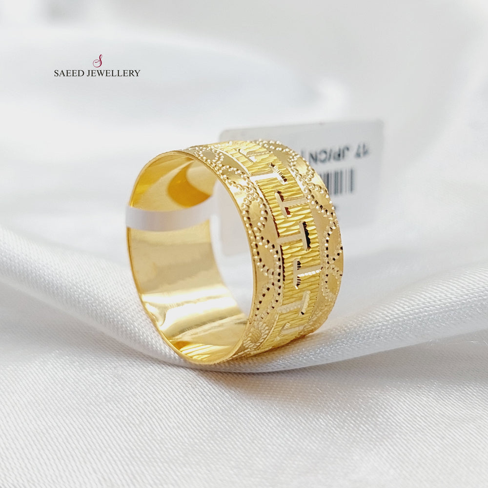 CNC Wide Wedding Ring  Made Of 21K Yellow Gold by Saeed Jewelry-30632