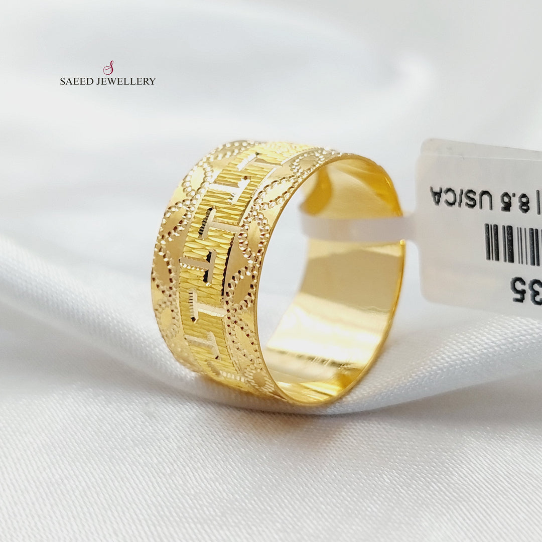 CNC Wide Wedding Ring  Made Of 21K Yellow Gold by Saeed Jewelry-30632