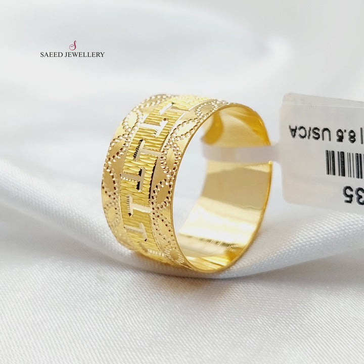 CNC Wide Wedding Ring  Made Of 21K Yellow Gold by Saeed Jewelry-30632