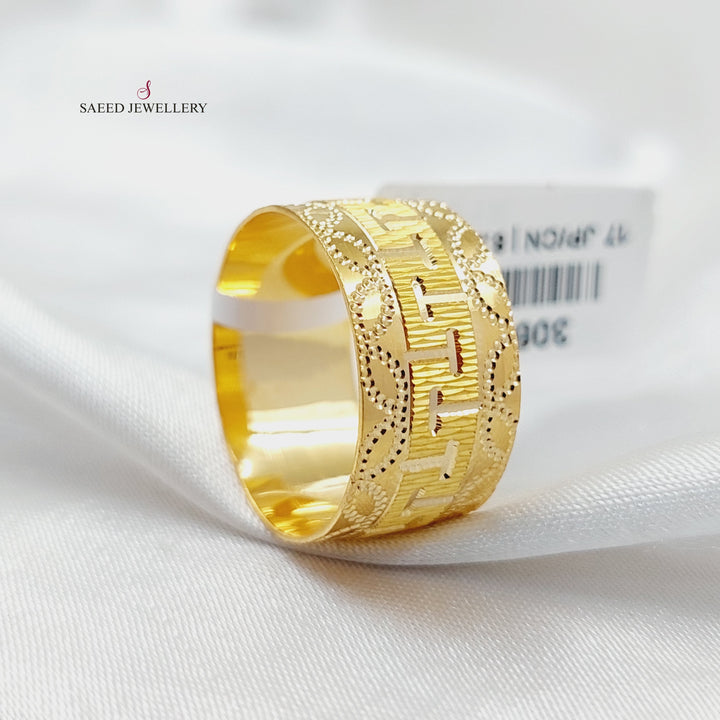 CNC Wide Wedding Ring  Made Of 21K Yellow Gold by Saeed Jewelry-30632