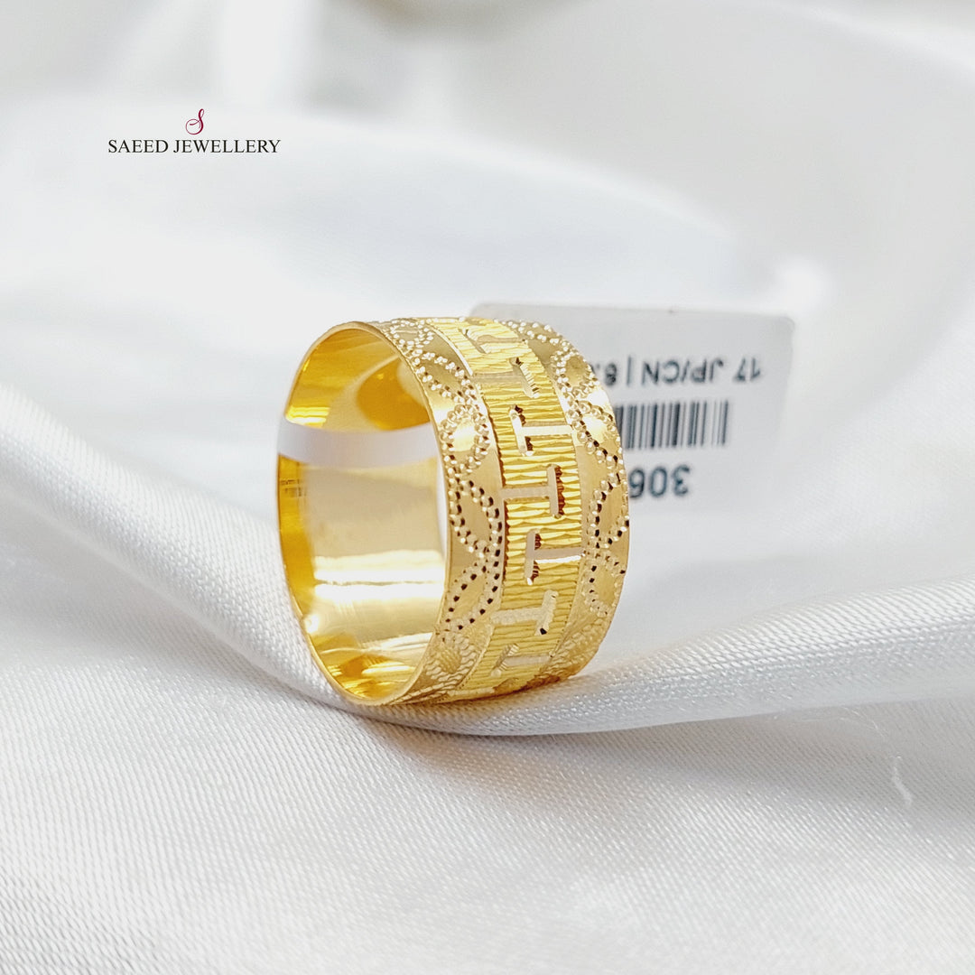 CNC Wide Wedding Ring  Made Of 21K Yellow Gold by Saeed Jewelry-30632