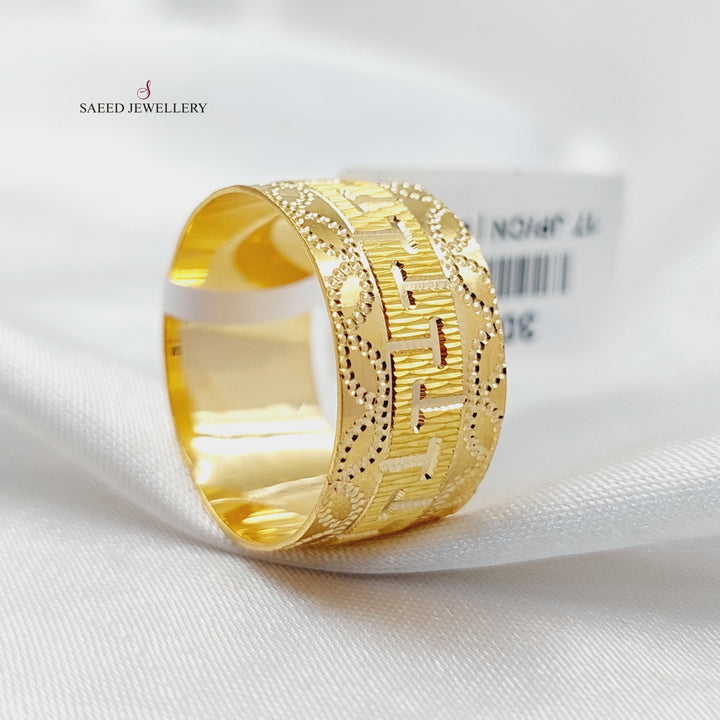 CNC Wide Wedding Ring  Made Of 21K Yellow Gold by Saeed Jewelry-30632