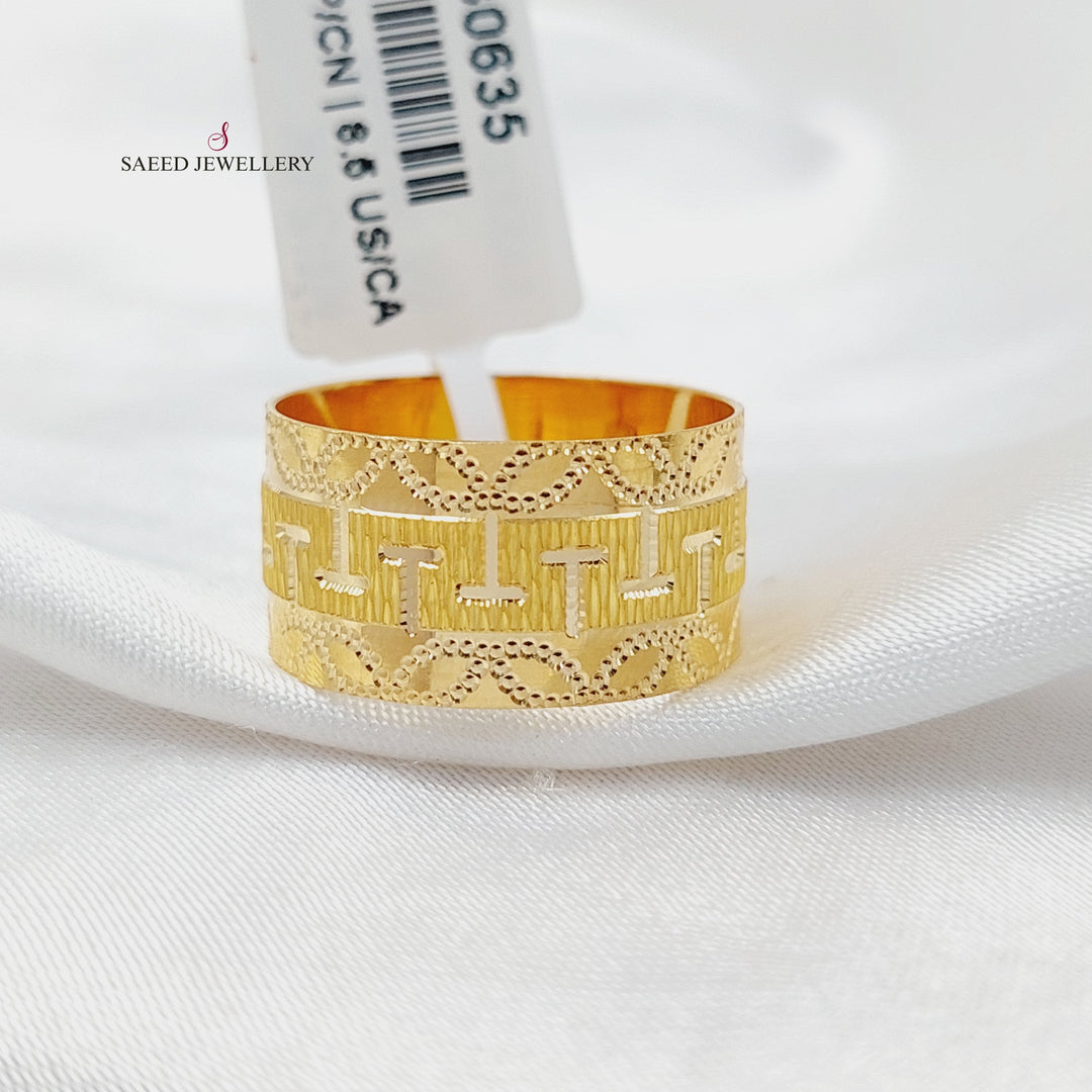 CNC Wide Wedding Ring  Made Of 21K Yellow Gold by Saeed Jewelry-30632