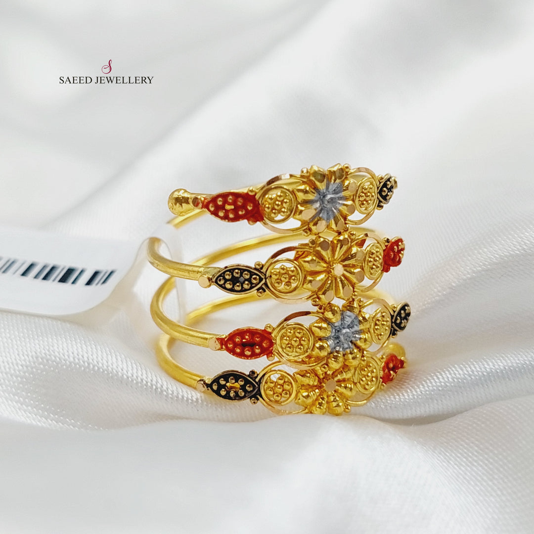 Colored Indian Ring Made Of 21K Yellow Gold by Saeed Jewelry-27391