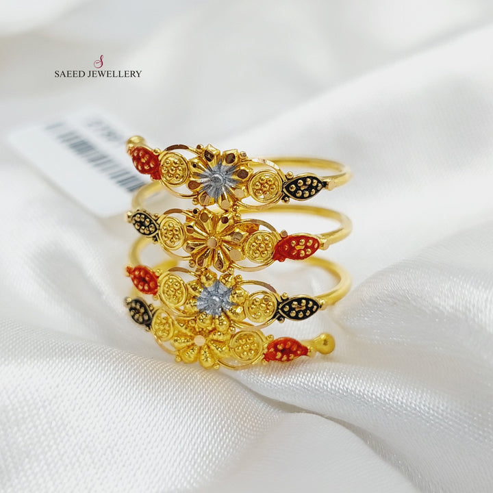 Colored Indian Ring Made Of 21K Yellow Gold by Saeed Jewelry-27391