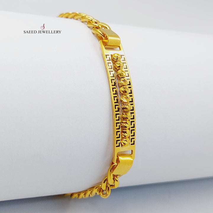 Cuban Links Bar Bracelet  Made Of 21K Yellow Gold by Saeed Jewelry-29501