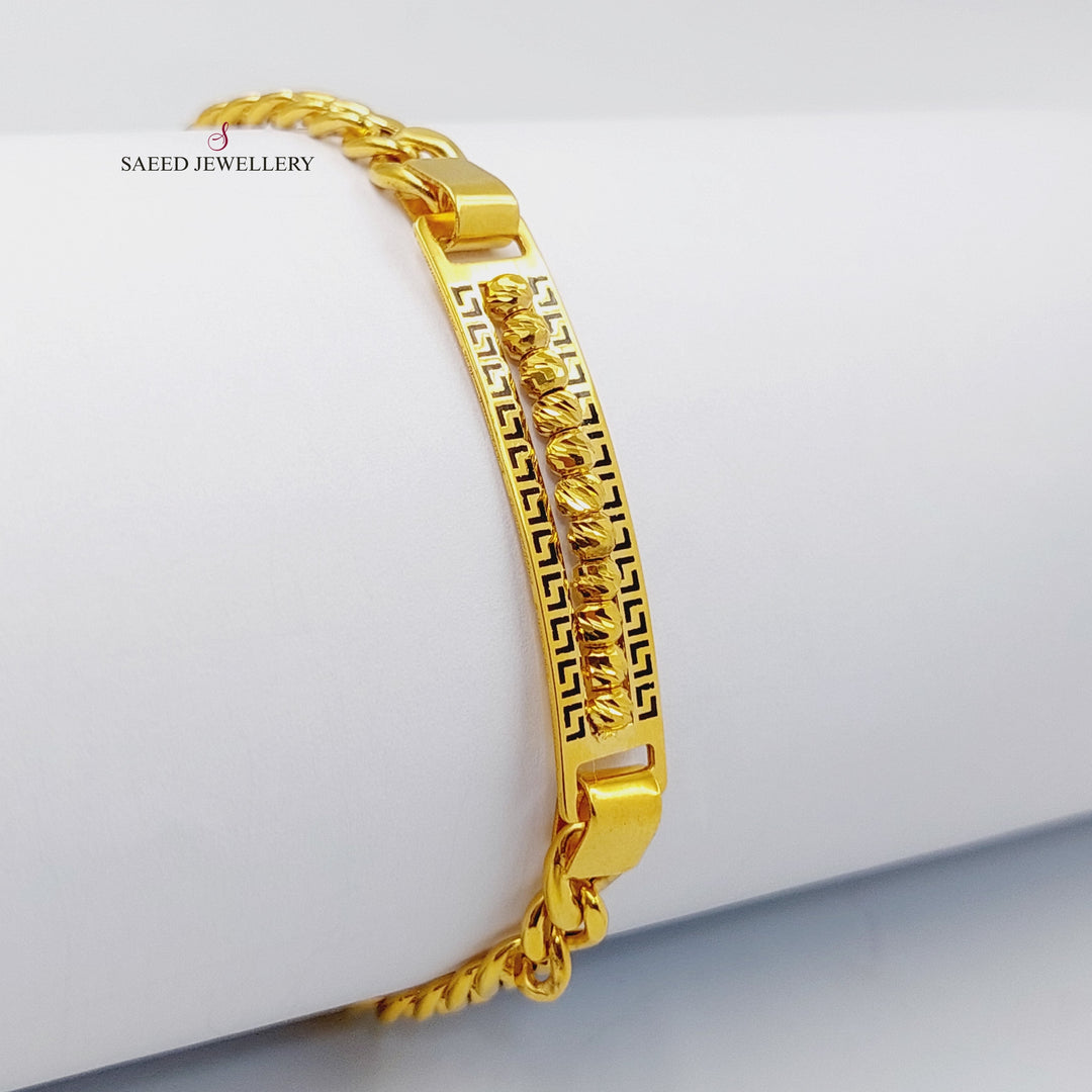 Cuban Links Bar Bracelet  Made Of 21K Yellow Gold by Saeed Jewelry-29501