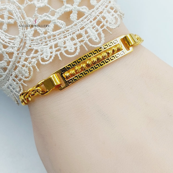 Cuban Links Bar Bracelet  Made Of 21K Yellow Gold by Saeed Jewelry-29501