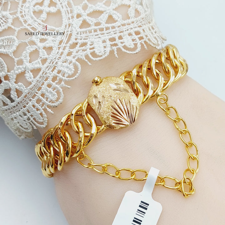 Cuban Links Bracelet  Made Of 21K Yellow Gold by Saeed Jewelry-29004