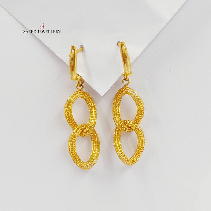 Cuban Links Earrings Made Of 21K Yellow Gold by Saeed Jewelry-28400