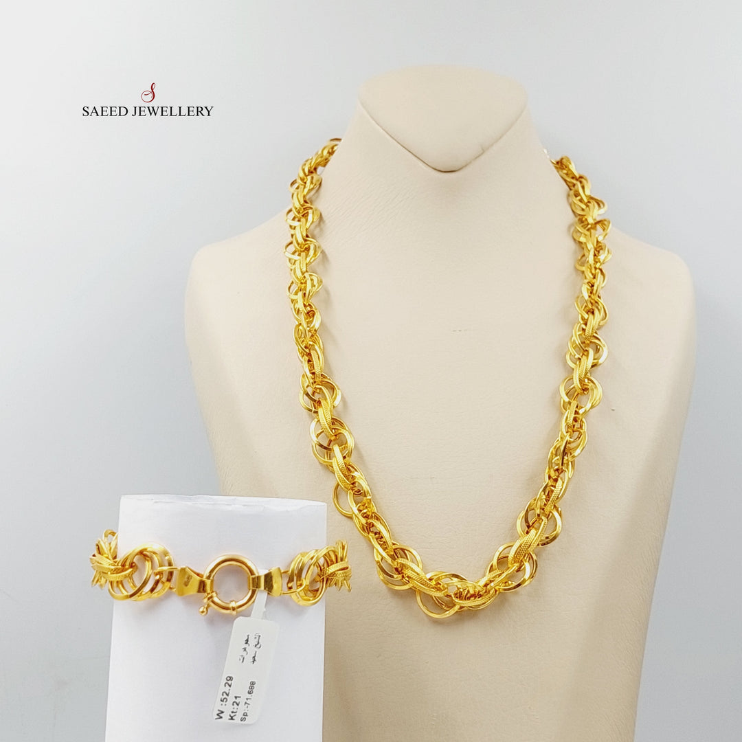 Cuban Links Set  Made Of 21K Yellow Gold by Saeed Jewelry-29015