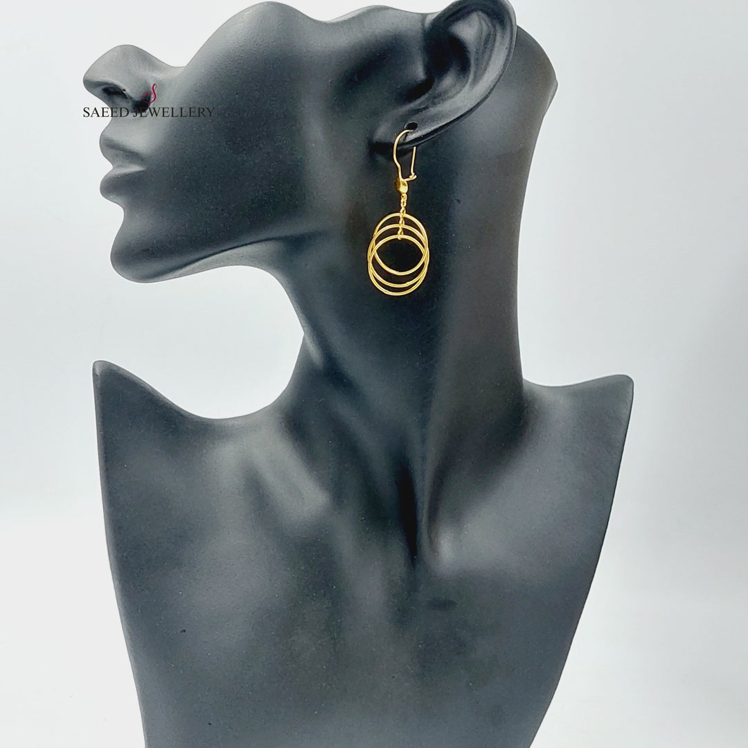 Dandash Heart Earrings  Made Of 21K Yellow Gold by Saeed Jewelry-30415