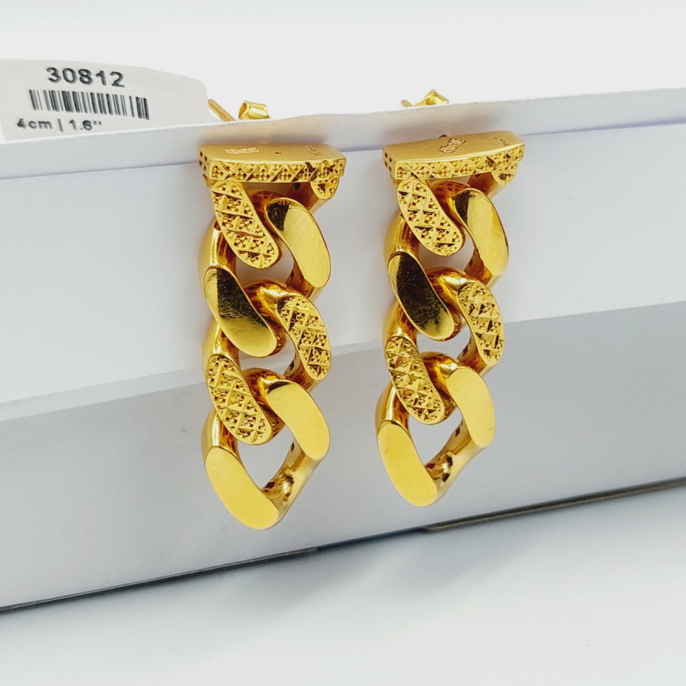 Deluxe Cuban Links Earrings  Made of 21K Yellow Gold by Saeed Jewelry-30812