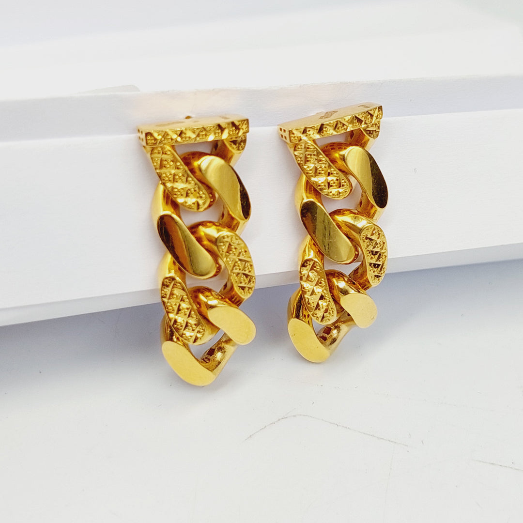 Deluxe Cuban Links Earrings  Made of 21K Yellow Gold by Saeed Jewelry-30812