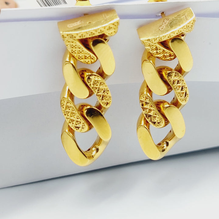 Deluxe Cuban Links Earrings  Made of 21K Yellow Gold by Saeed Jewelry-30812