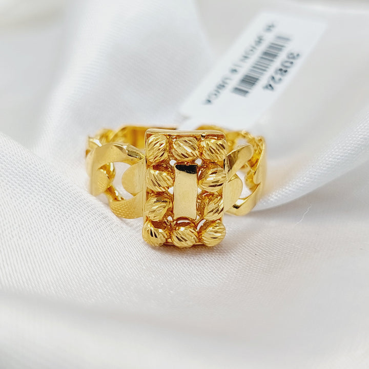 Deluxe Cuban Links Ring  Made of 21K Yellow Gold by Saeed Jewelry-30824