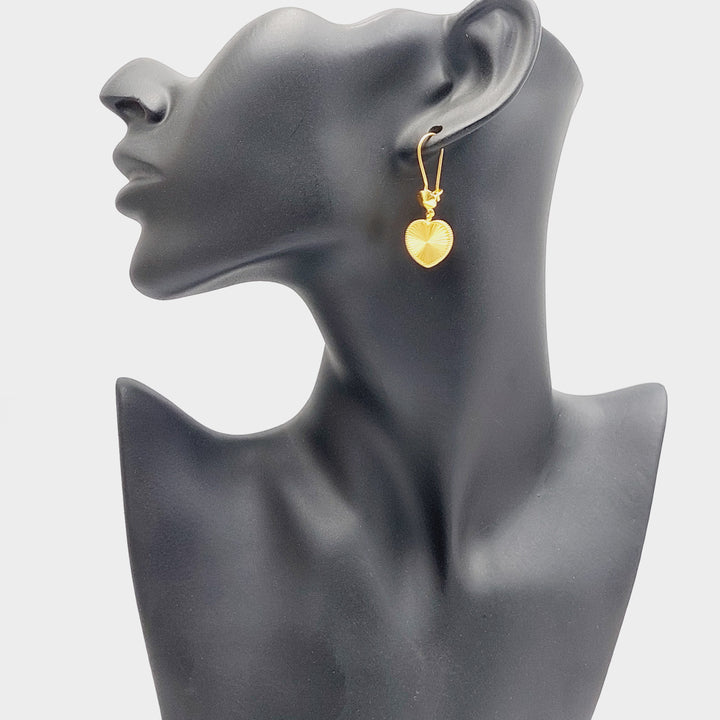 Deluxe Heart Earrings  Made Of 21K Yellow Gold by Saeed Jewelry-29519