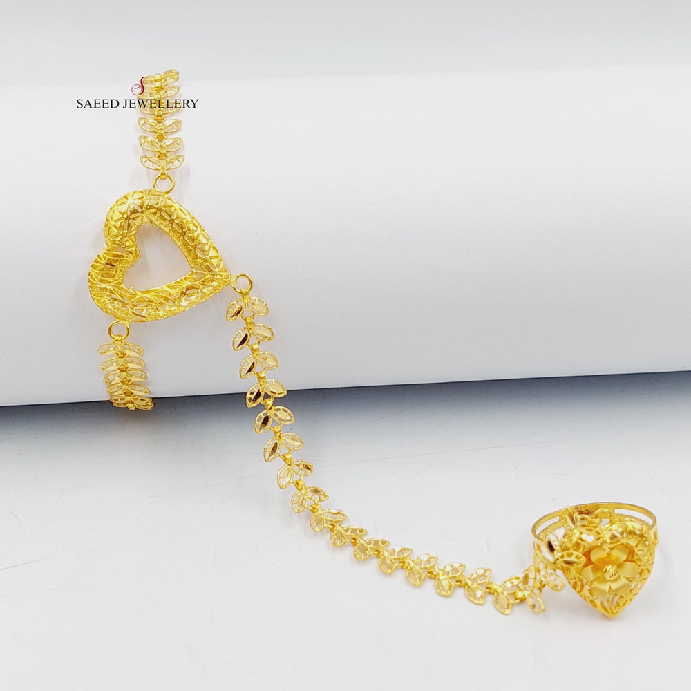 Deluxe Heart Hand Bracelet  Made of 21K Yellow Gold by Saeed Jewelry-31150