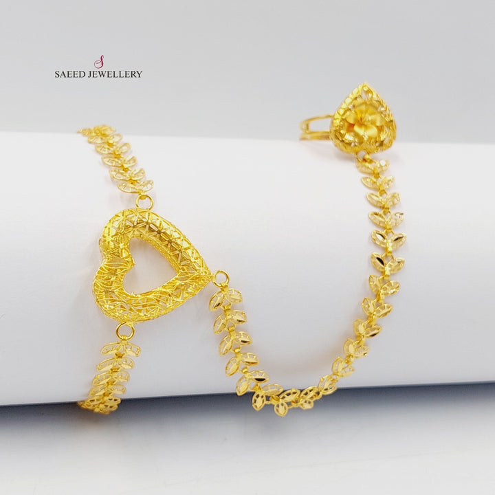 Deluxe Heart Hand Bracelet  Made of 21K Yellow Gold by Saeed Jewelry-31150