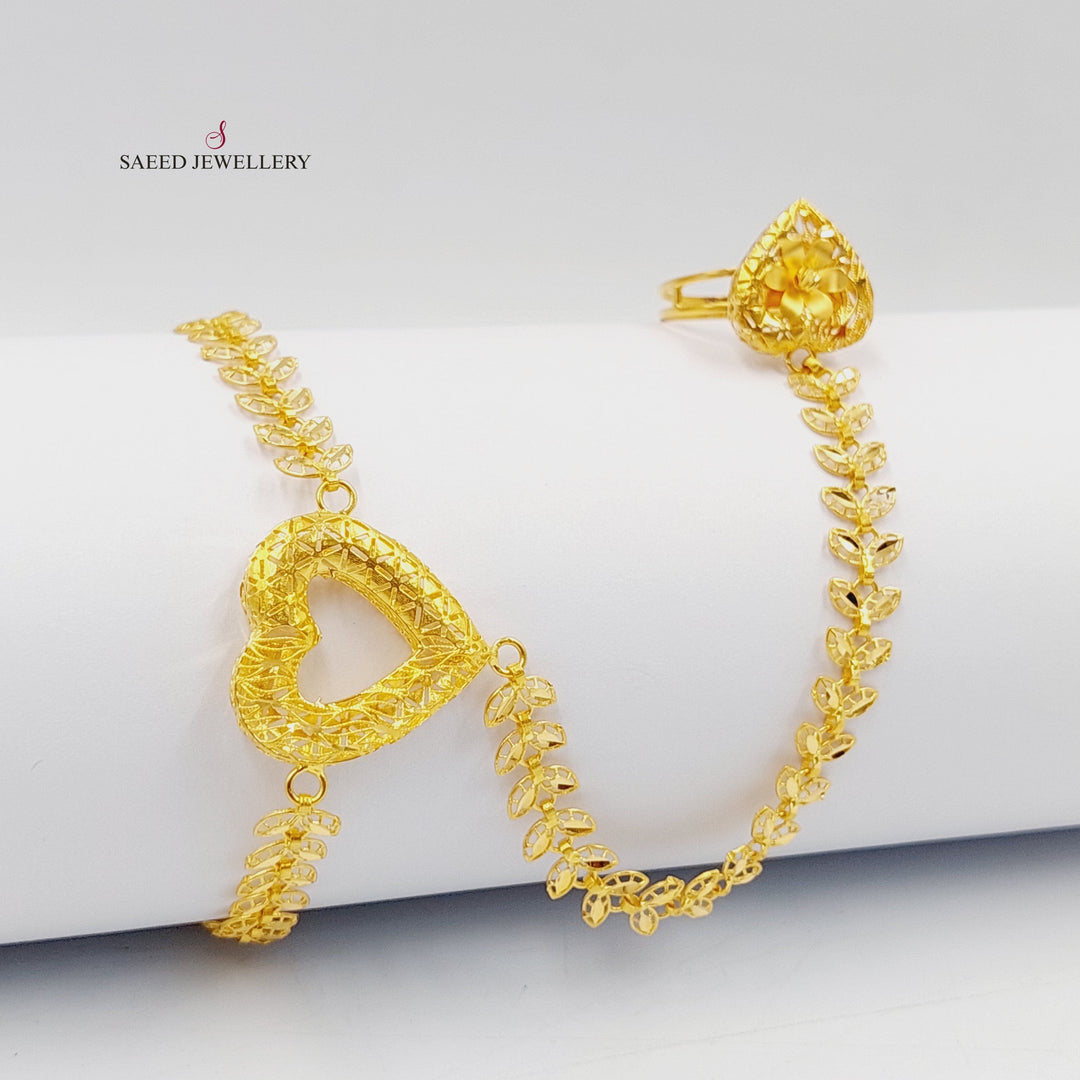 Deluxe Heart Hand Bracelet  Made of 21K Yellow Gold by Saeed Jewelry-31150