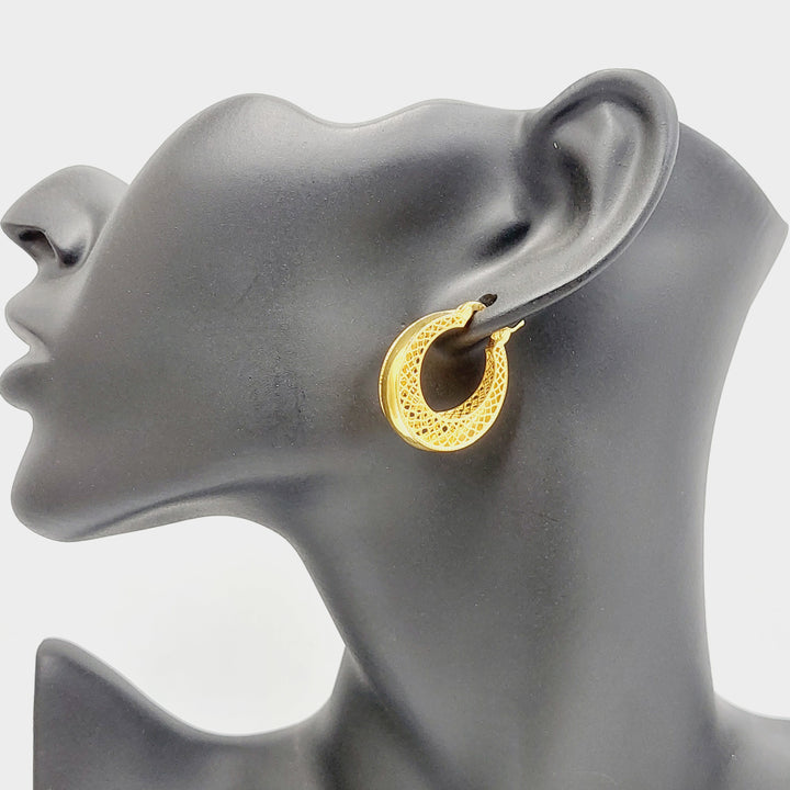 Deluxe Hoop Earrings  Made Of 21K Yellow Gold by Saeed Jewelry-29514