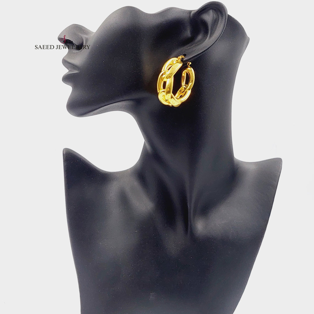 Deluxe Hoop Earrings  Made Of 21K Yellow Gold by Saeed Jewelry-29938