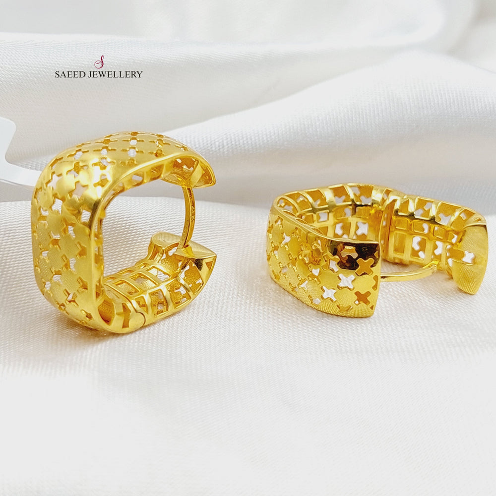 Deluxe Hoop Earrings  Made of 21K Yellow Gold by Saeed Jewelry-21k-earrings-31196